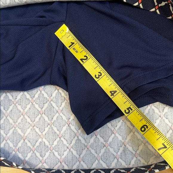 Preppy Navy & Coral Geometric Mini Skort // Built-in Shorts // Rafaella Size 6 - Picture 10 of 11